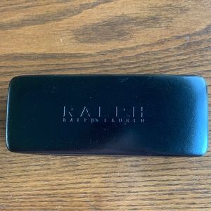 Ralph Ralph Lauren black eyeglass case w stamped logo sueded liner w red logoEUC